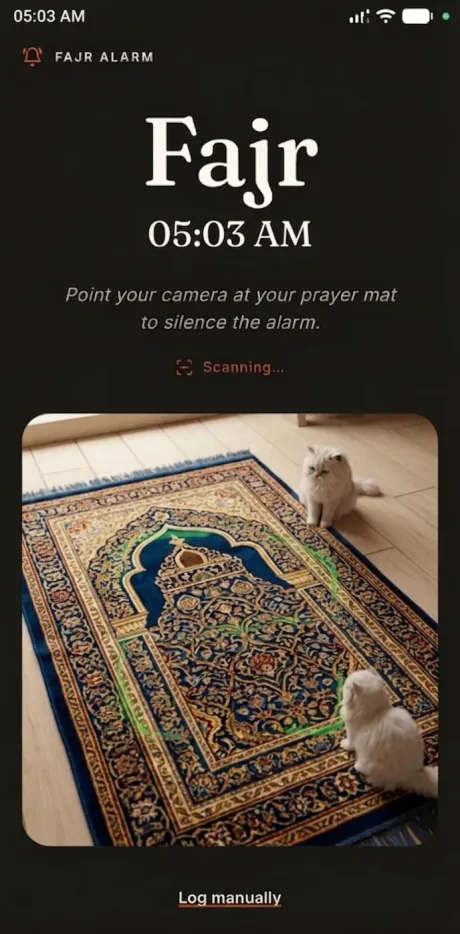 SalahMate Fajr alarm screen with camera verification